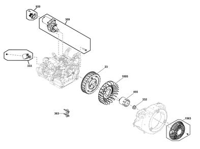 Flywheel, Ignition, And Starter Group Diagram and Parts List for 25E337-0030-G1  Briggs and Stratton Engine